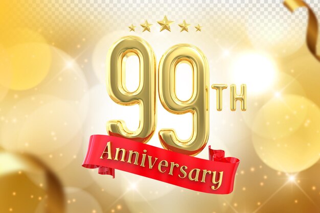 99th Anniversary Gold Banner 3D