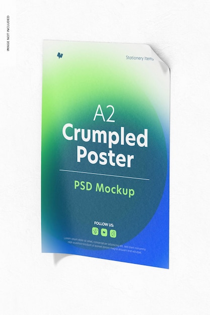 A2 Crumpled Poster Mockup, Front View