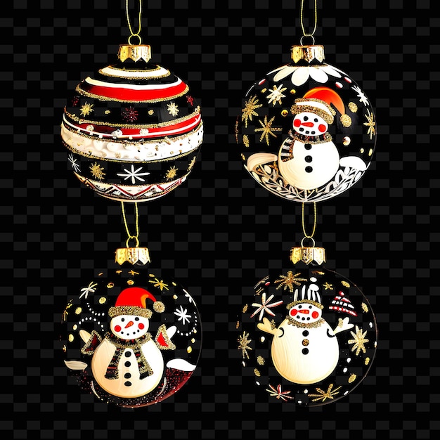 PSD a2 hand painted wooden ornaments with striped borderlines desig png cute christmas decor collections