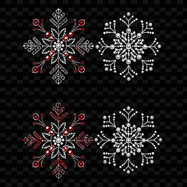 A2 Hand Sewn Bead Snowflake Borderlines With a Sparkling Effect PNG Cute Christmas Decor Collections