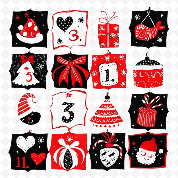 PSD a2 hand sewn fabric advent calendar with scalloped borderlines png cute christmas decor collections