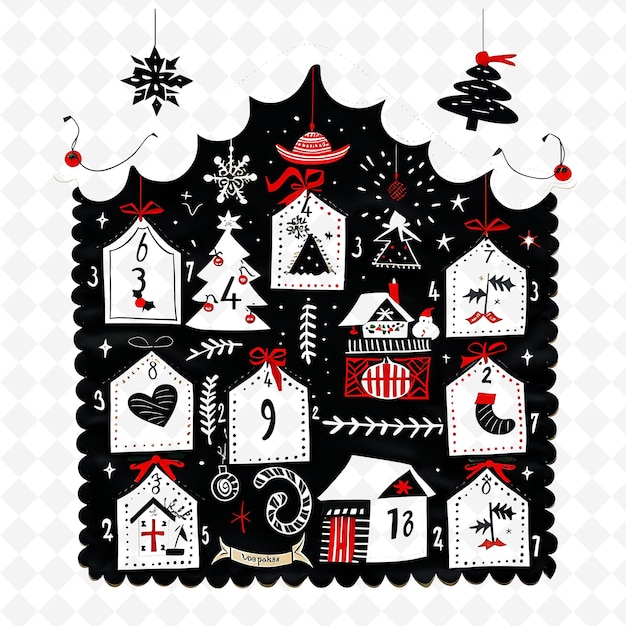 A2 Hand Sewn Fabric Advent Calendar With Scalloped Borderlines PNG Cute Christmas Decor Collections