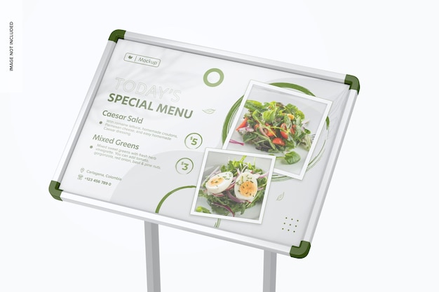 A2 Standard Menu Stand Mockup, Close Up