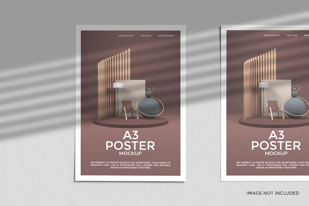 A3 Poster mockup with shadow overlay