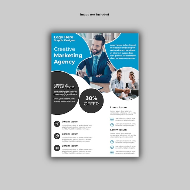 PSD a4 advertisement advertising agency ai best blue business business flyer clean creative