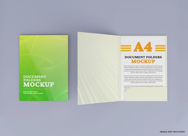 a4 document folder mockup design isolated