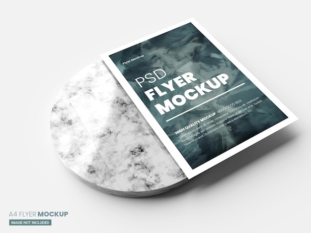 A4 flyer mockup in 3d rendering with stone