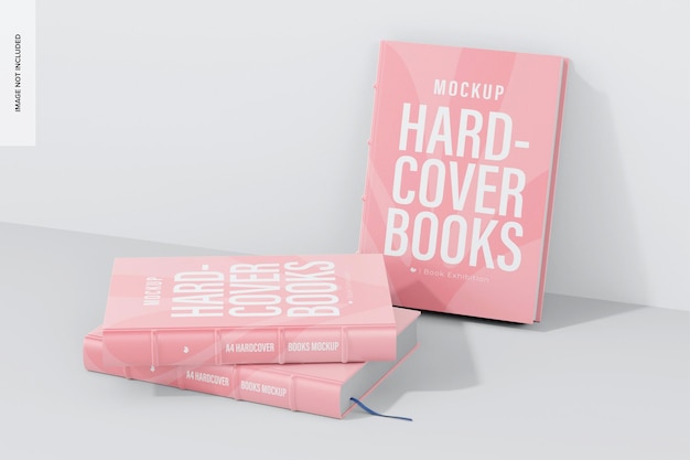 A4 Hardcover Books Mockup