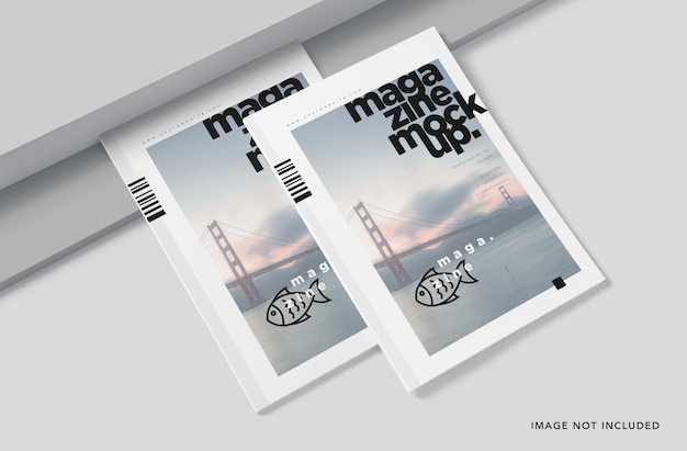 PSD a4 magazine cover and spread mockup