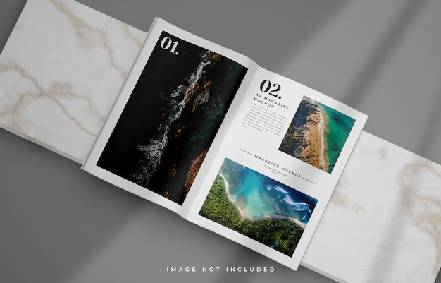 A4 Magazine mockup with shadow overlay