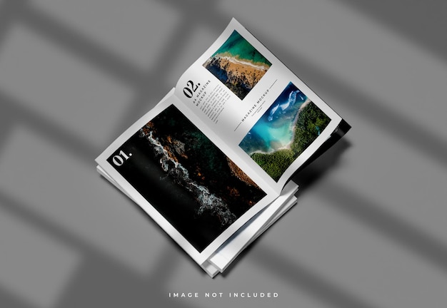 A4 Magazine mockup with shadow overlay