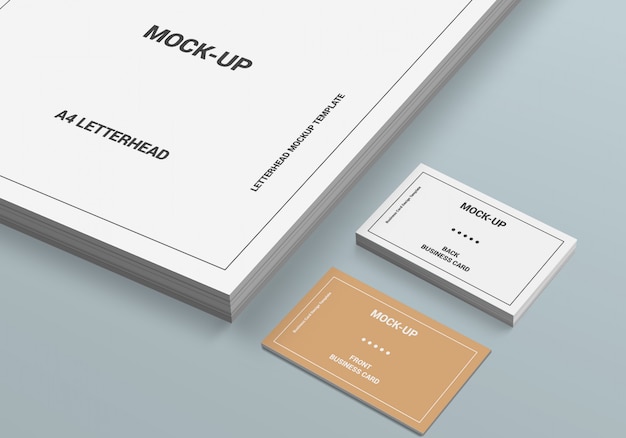 A4 Page and Business card Mock-up