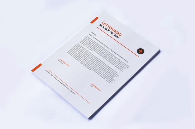 A4 Page Letterhead Mockup Rendering Isolated