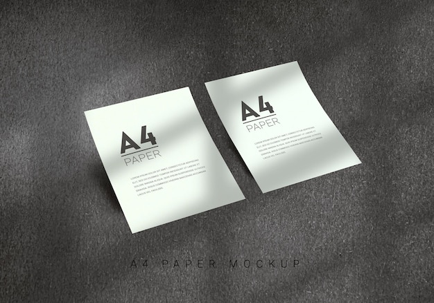 A4 Paper mockup design with gray Background