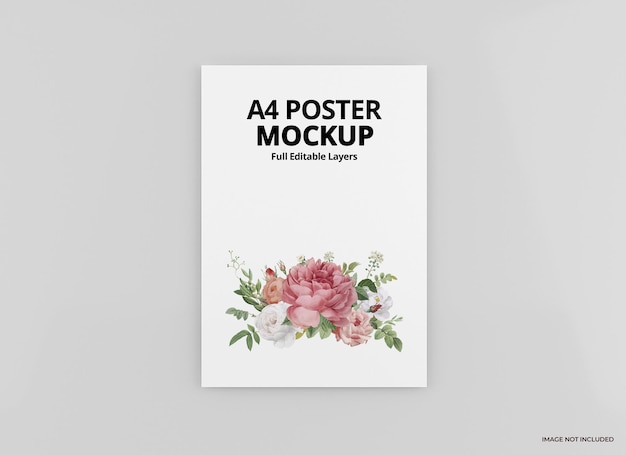 A4 poster mockup design rendering isolated