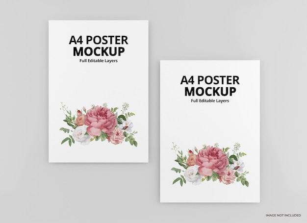 A4 poster mockup design rendering isolated