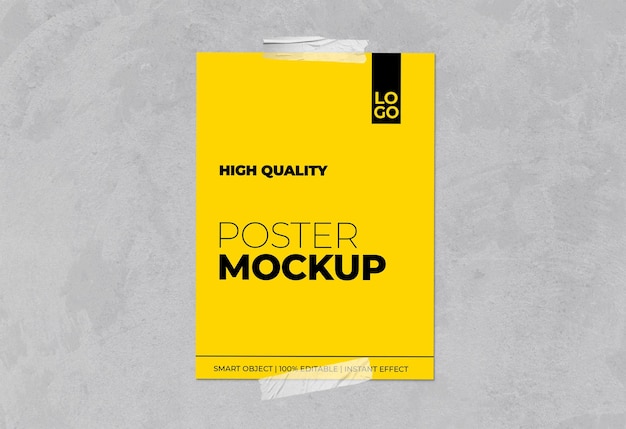 A4 poster with tape mockup