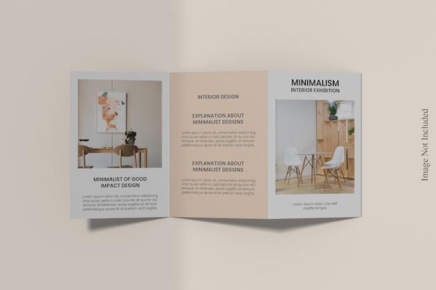 A4 trifold brochure mockup with shadow overlay