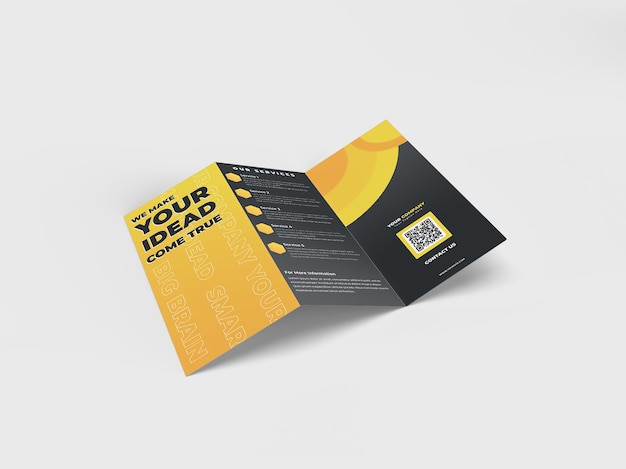 a4 trifold realistic brochure flyer mockup for advertising company profile and brand identity