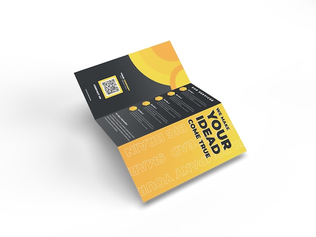 a4 trifold realistic brochure flyer mockup for advertising company profile and brand identity