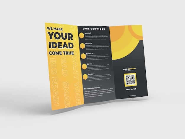 a4 trifold realistic brochure flyer mockup for advertising company profile and brand identity