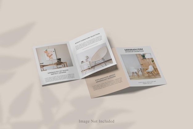 A4A5 bifold brochure mockup with shadow overlay