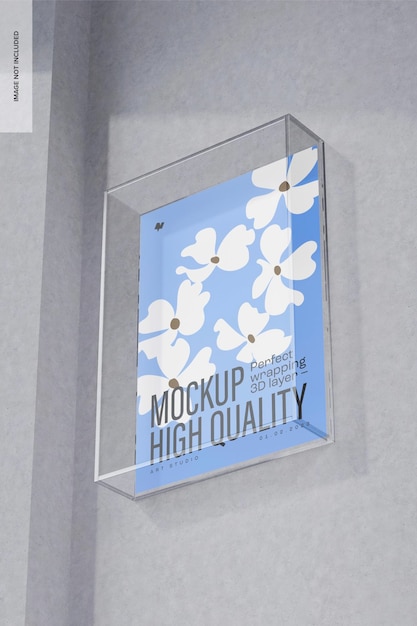 A5 Acrylic Frame Mockup, Low Angle View