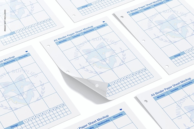 A5 Binder Paper Sheet Mockup