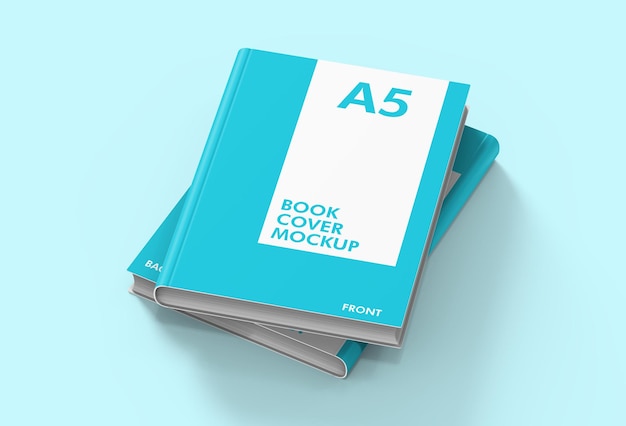 A5 book cover mockup front back with smart object