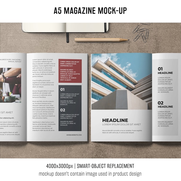 PSD a5 magazine mockup design