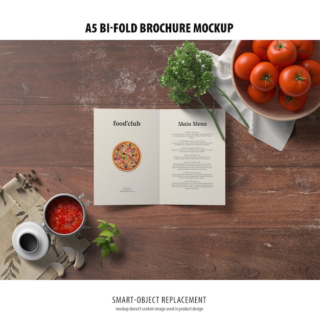 A5 Portrait Bi-Fold Brochure Mockup