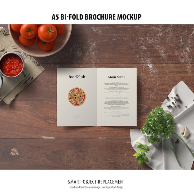 A5 Portrait Bi-Fold Brochure Mockup