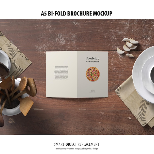 A5 Portrait Bi-Fold Brochure Mockup