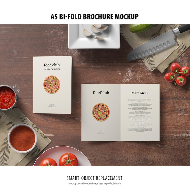 A5 Portrait Bi-Fold Brochure Mockup