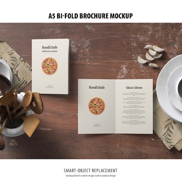 A5 Portrait Bi-Fold Brochure Mockup