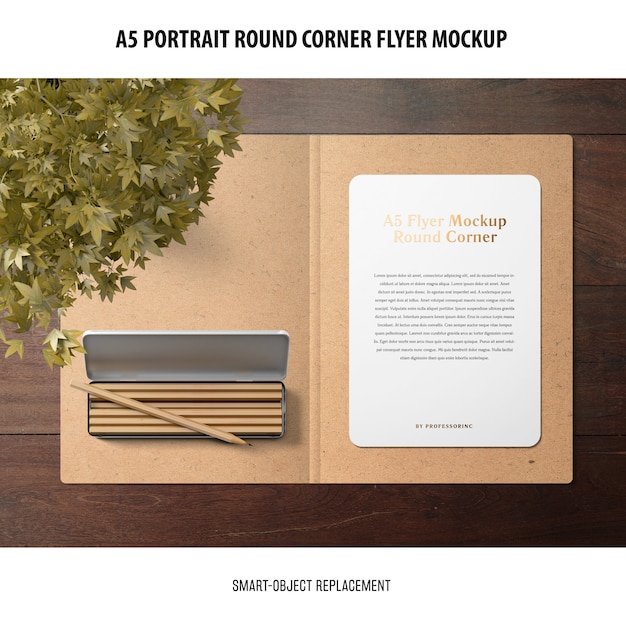 A5 Round Corner Flyer Mockup