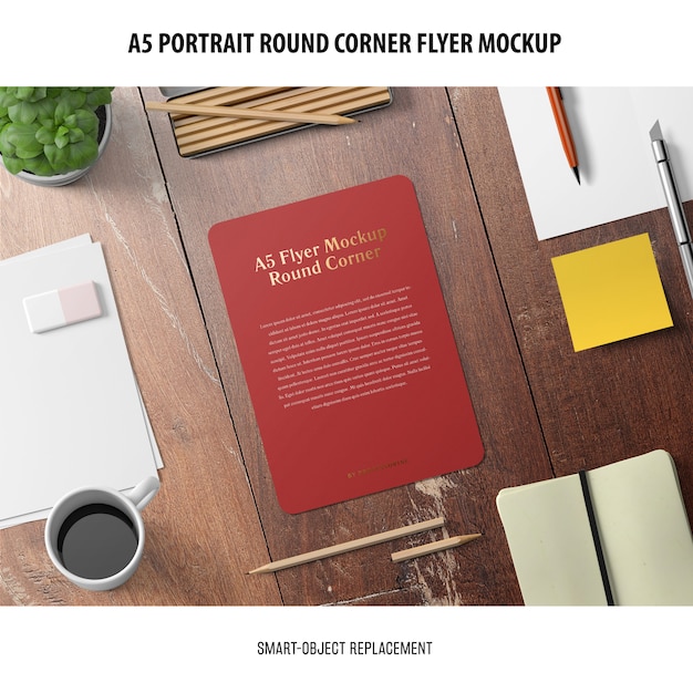 A5 Round Corner Flyer Mockup