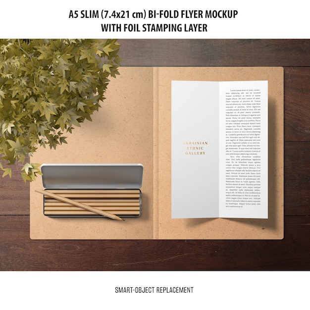 A5 Slim Bi-Fold Flyer Mockup