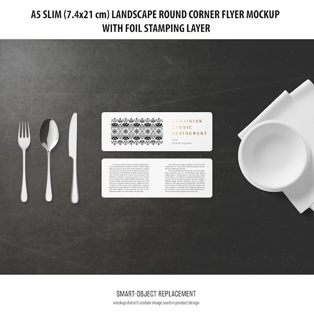 PSD a5 slim landscape flyer mockup