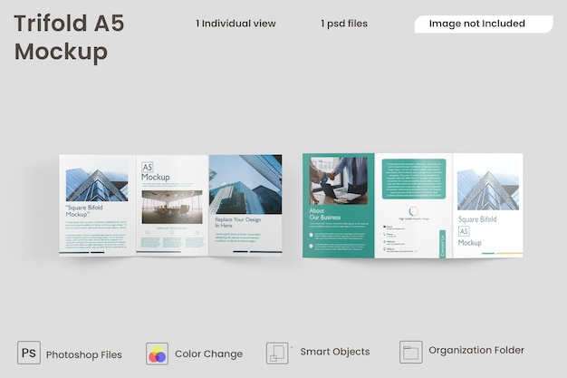 A5 trifold brochure mockup Premium Psd