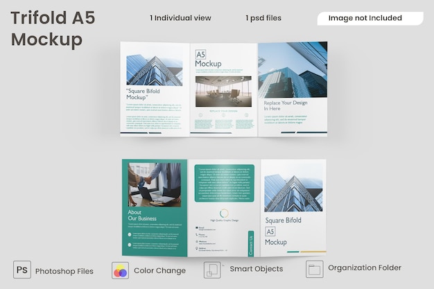 A5 trifold brochure mockup Premium Psd