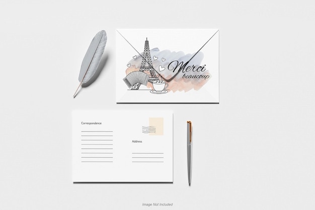 A6 postcard and envelope mockup