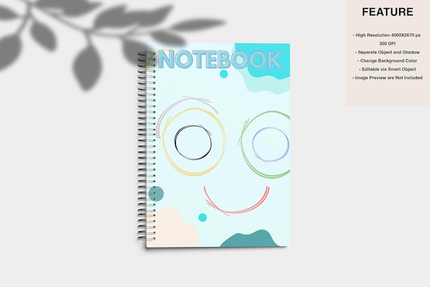 PSD a6 spiral notebook mockup