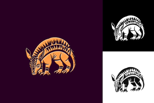 Aardvark Icon Burrowing Emblem With African Border Tough Aar Illustration Animal Vector Art Design