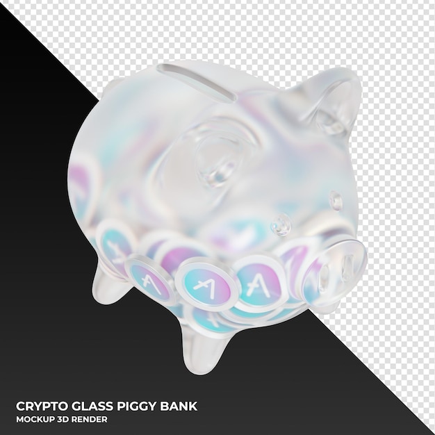 Aave AAVE Glass piggy bank with crypto coins 3d illustration