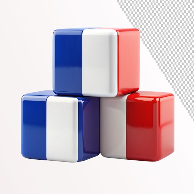 PSD abc cubes with french flag on transparent background