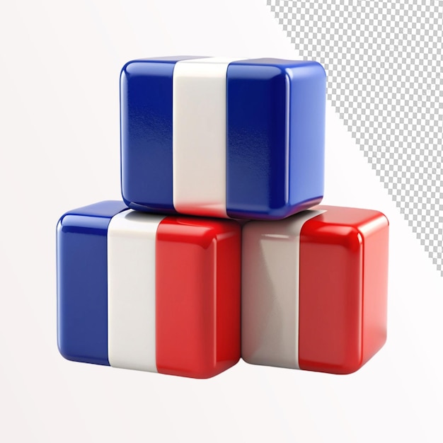 PSD abc cubes with french flag on transparent background