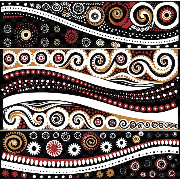 PSD aboriginal with dot painting borderline design decorated wit png unique stylized motifs designs