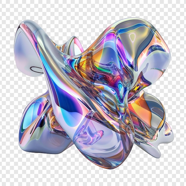 Abstract 3D Metallic Form with Iridescent Colors