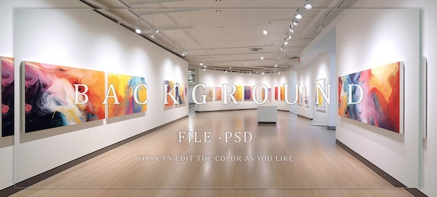 PSD abstract art exhibition in a modern gallery